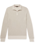 LORO PIANA - Slim-Fit Ribbed Silk, Cashmere and Linen-Blend Half-Zip Sweater - Gray