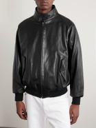 A.PRESSE - Padded Leather Harrington Jacket - Black