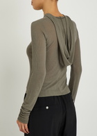 Rick Owens Hooded Ribbed Fine-knit top Light Brown