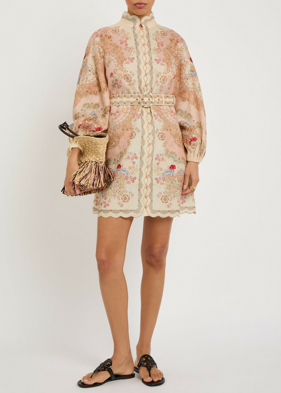 Zimmermann Daylight Printed Linen Mini Dress Multicoloured 1