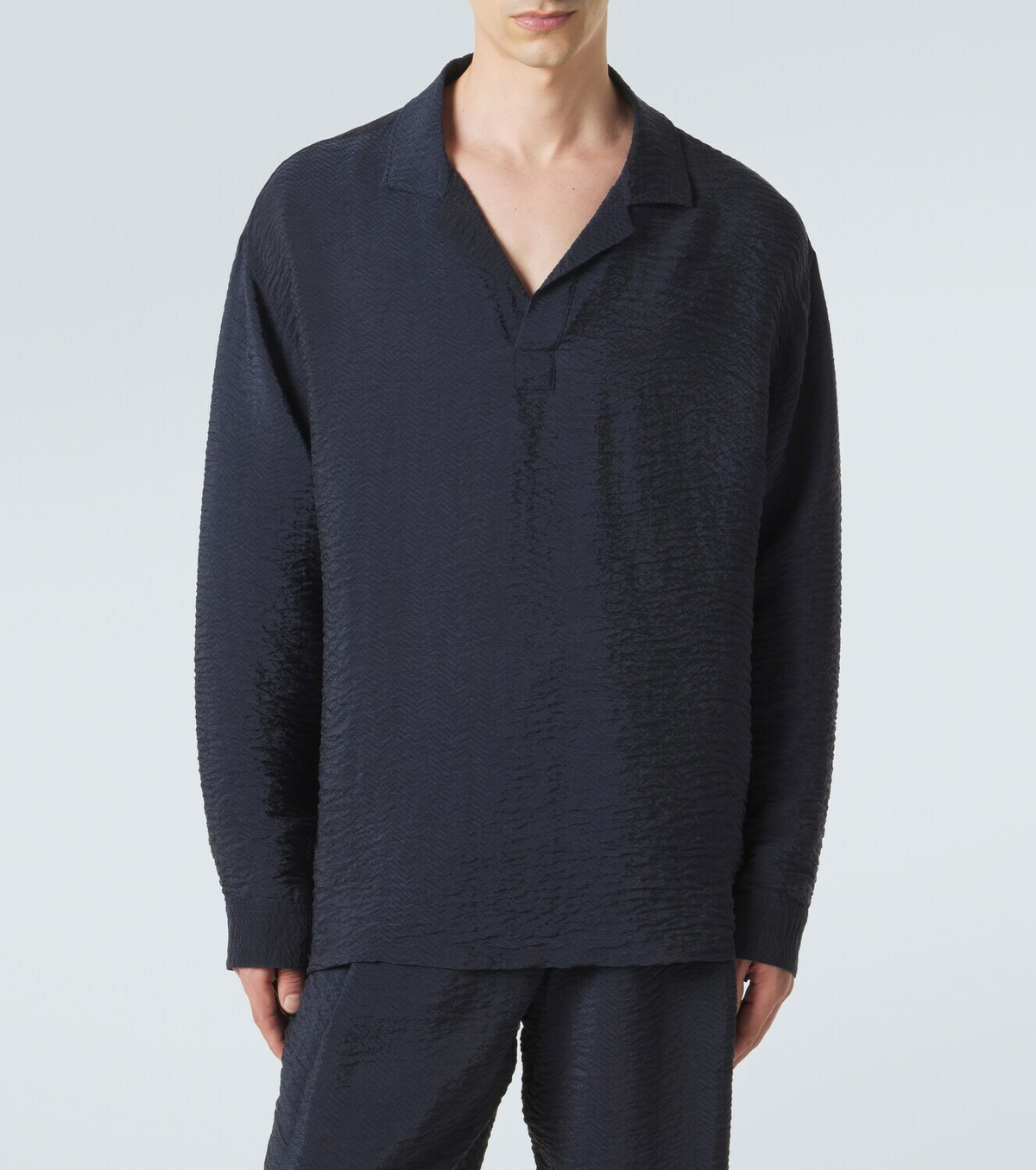 Giorgio Armani ネイビー ジグザグポロシャツ 50 Giorgio Armani Men's Tipped Polo Shirt - Bergdorf Goodman