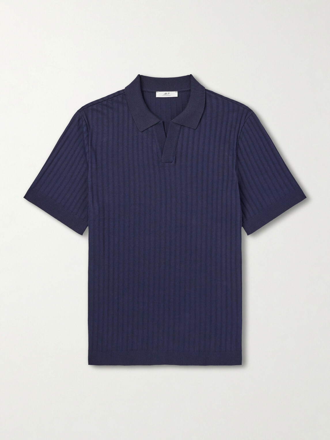 Mr P. - Organic Cotton Jacquard Polo Shirt - Blue