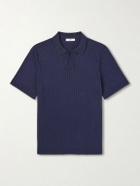 Mr P. - Organic Cotton Jacquard Polo Shirt - Blue
