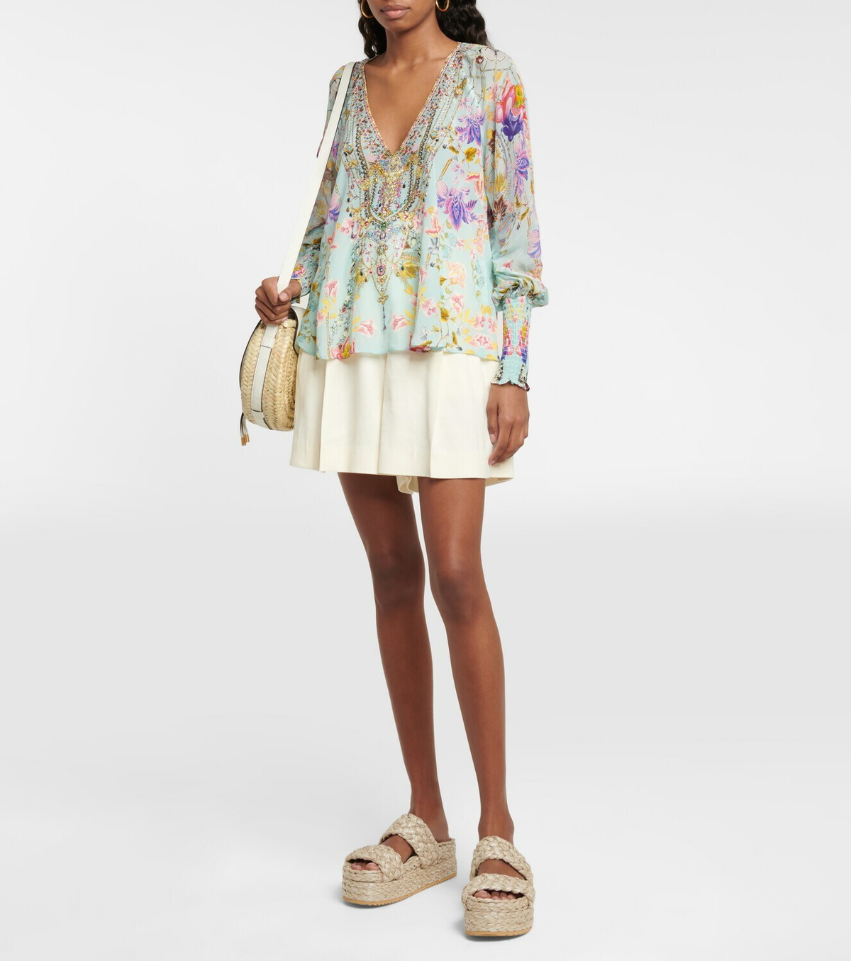 Camilla Floral printed silk blouse