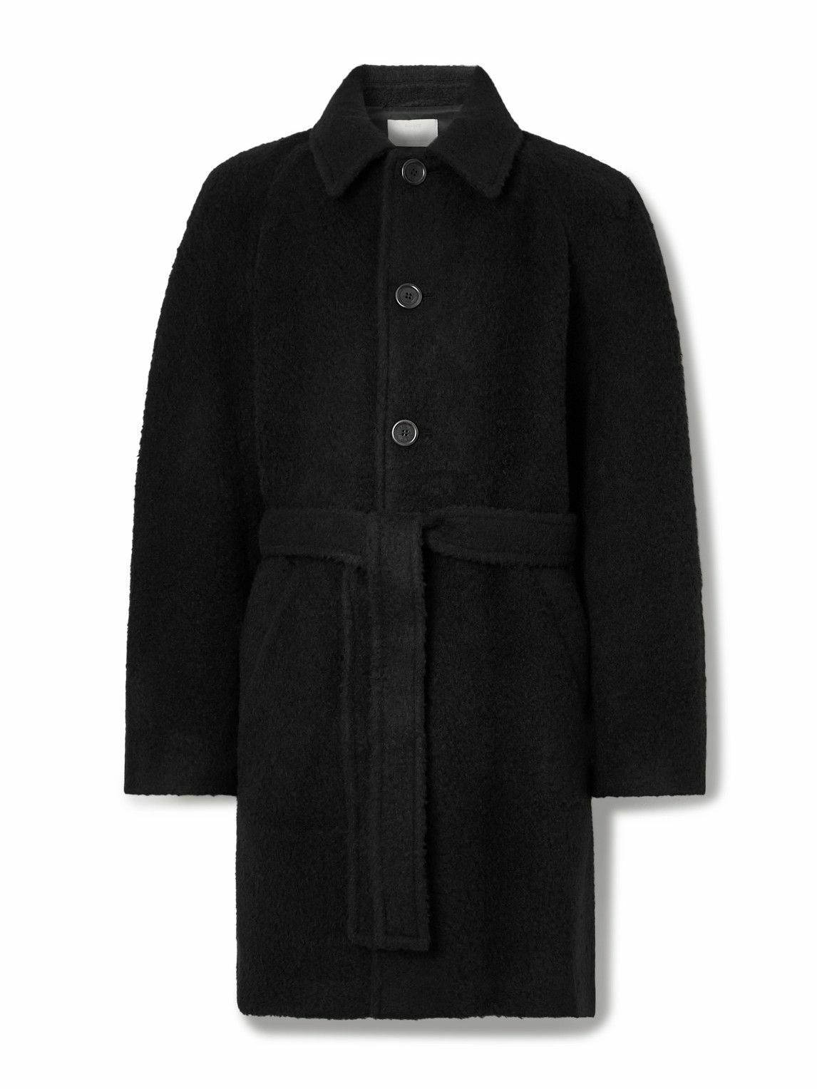 Amomento - Oversized Belted Wool-Blend Bouclé Coat - Black