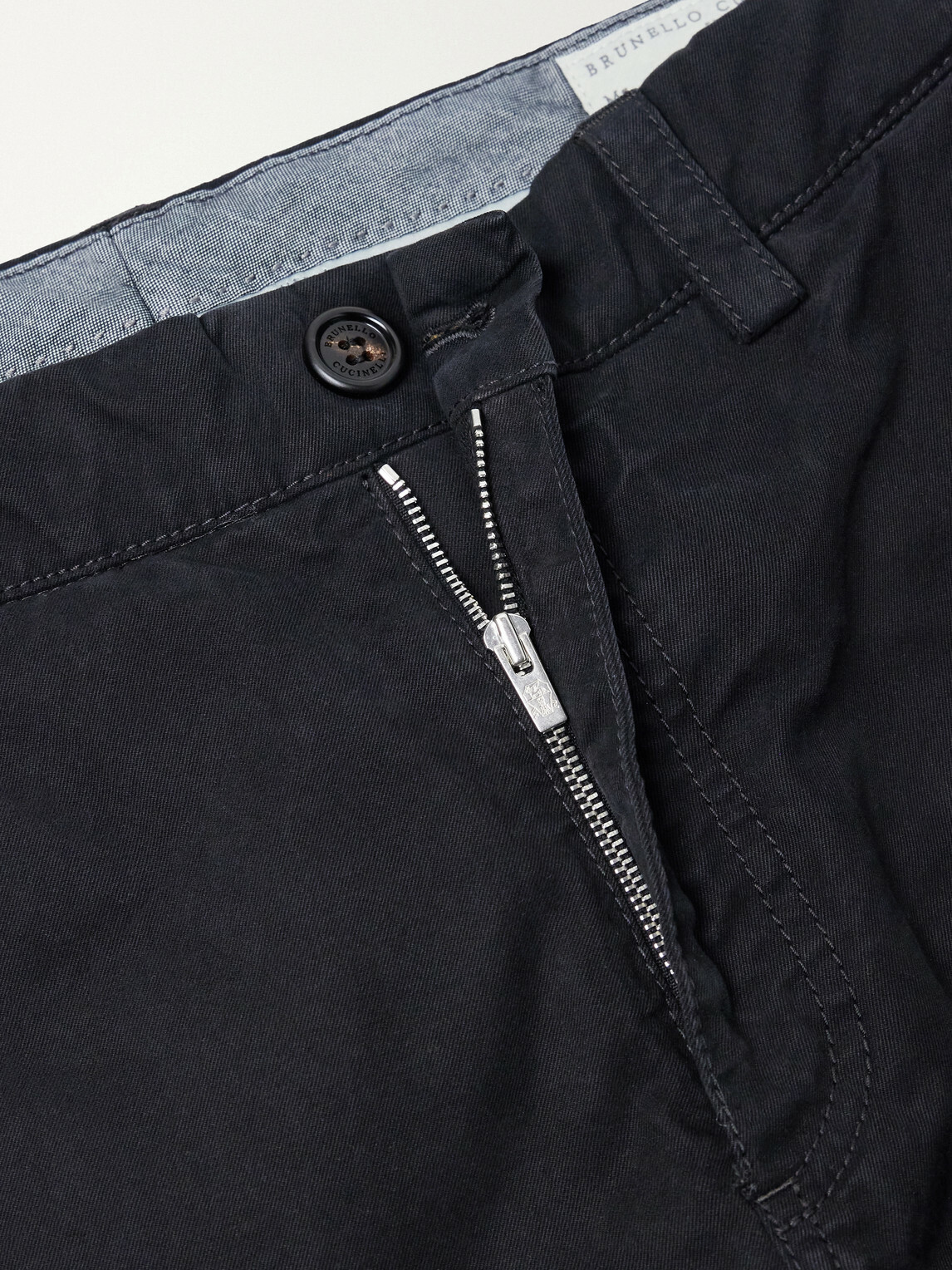 Brunello Cucinelli - Straight-Leg Cotton-Twill Trousers - Black