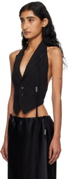 Ann Demeulemeester Black Zipora Peak Lapel Backless Waistcoat Vest