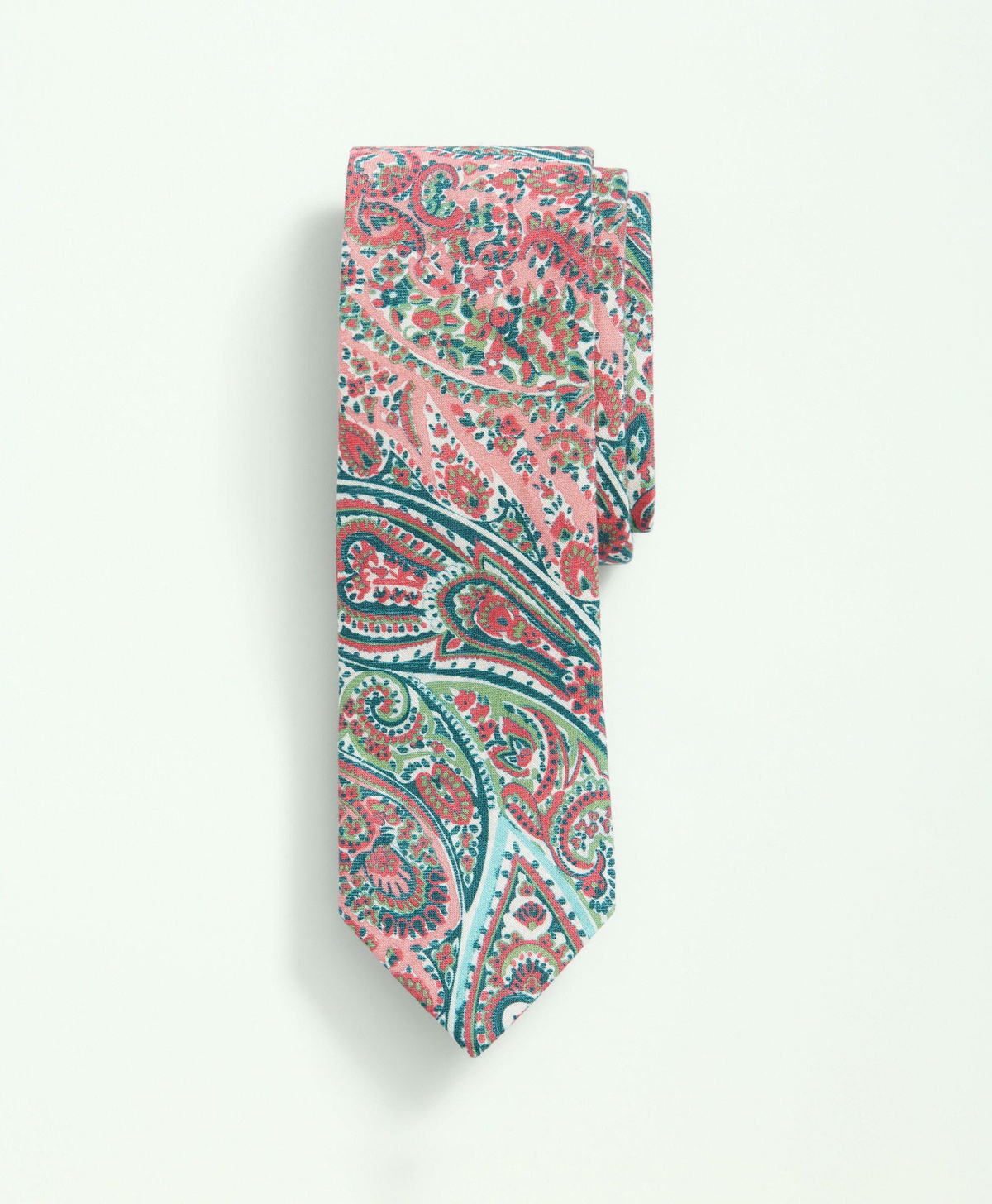 Brooks Brothers Men's Linen Jacquard Paisley Pattern Tie | Bright Pink
