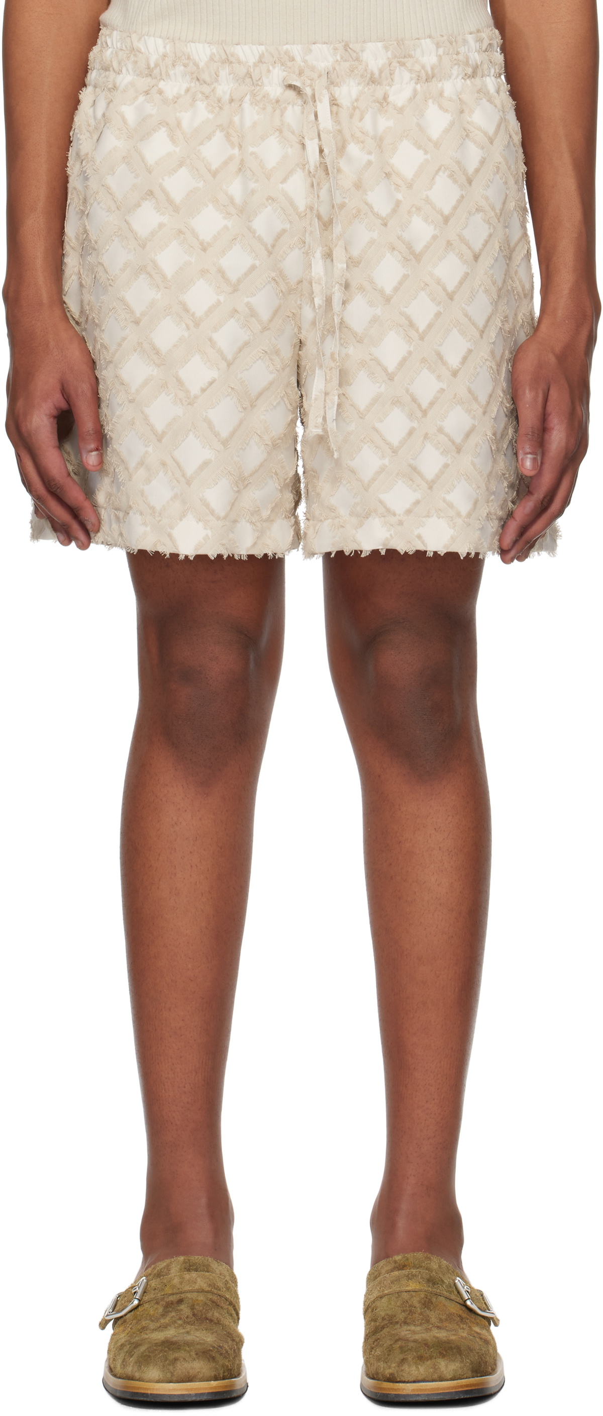LE17SEPTEMBRE Beige Argyle Jacquard Shorts