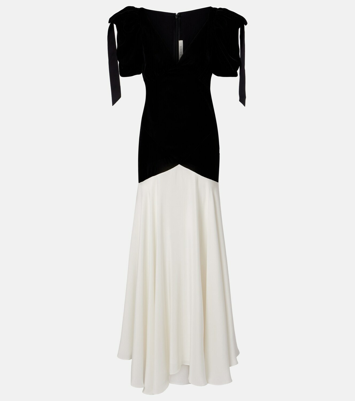 Rodarte Bow-detail silk crêpe and velvet gown