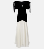 Rodarte Bow-detail silk crêpe and velvet gown