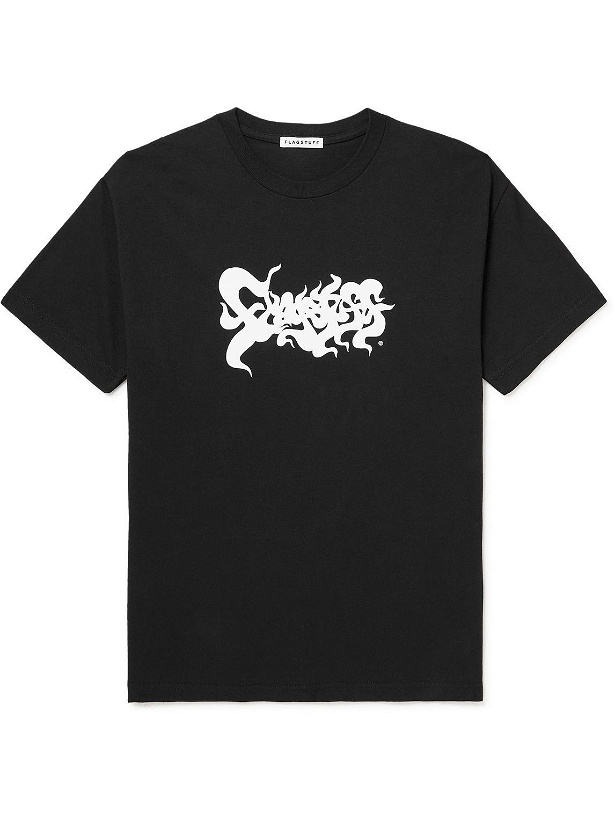 Photo: Flagstuff - Printed Cotton-Jersey T-Shirt - Black