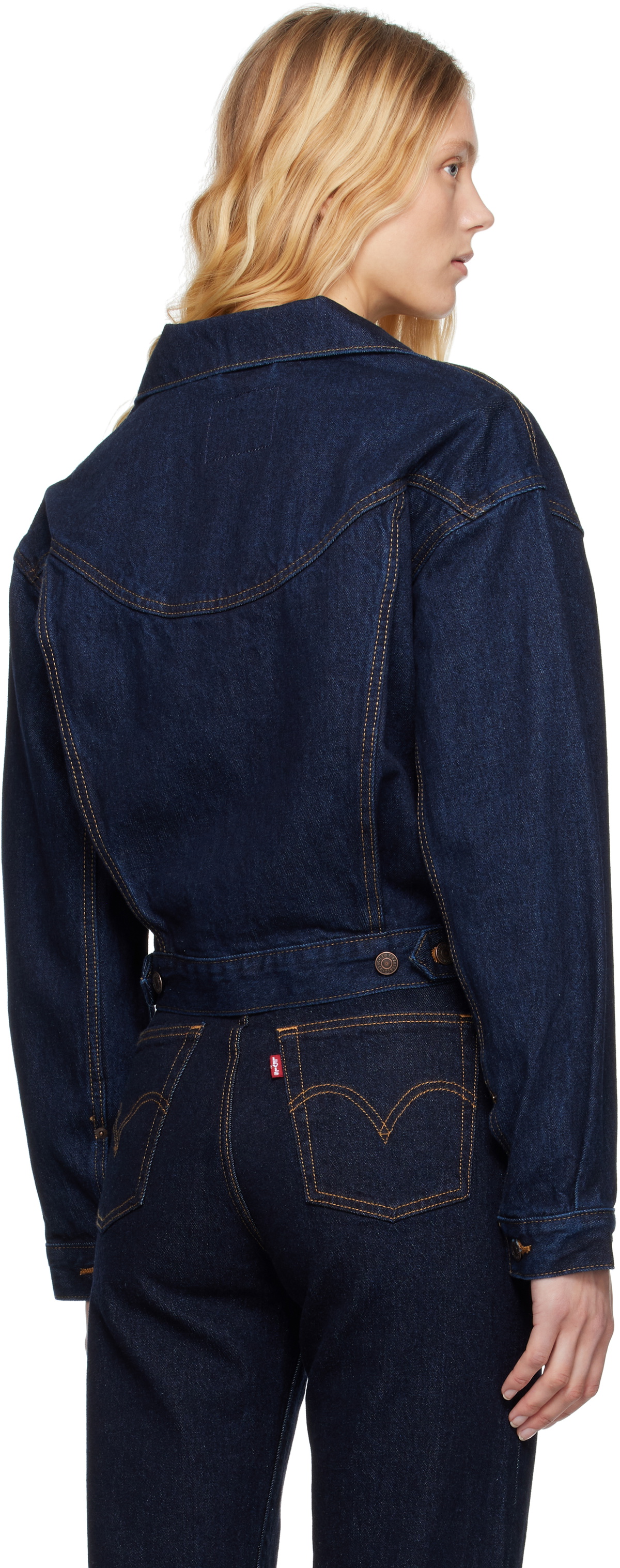 Levi's Navy Shrunken '90s Western Trucker Denim Jacket