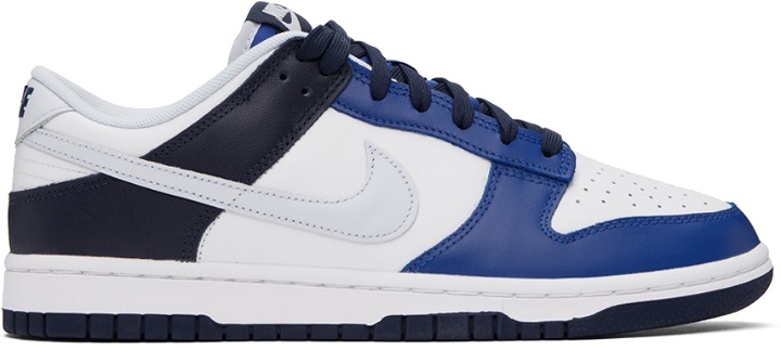 Photo: Nike White & Blue Dunk Low Sneakers