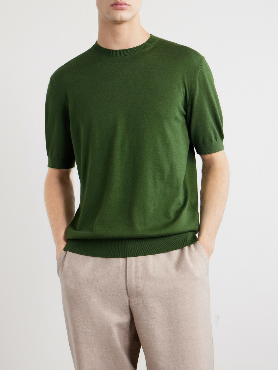 Zegna - Knitted Cotton T-Shirt - Green