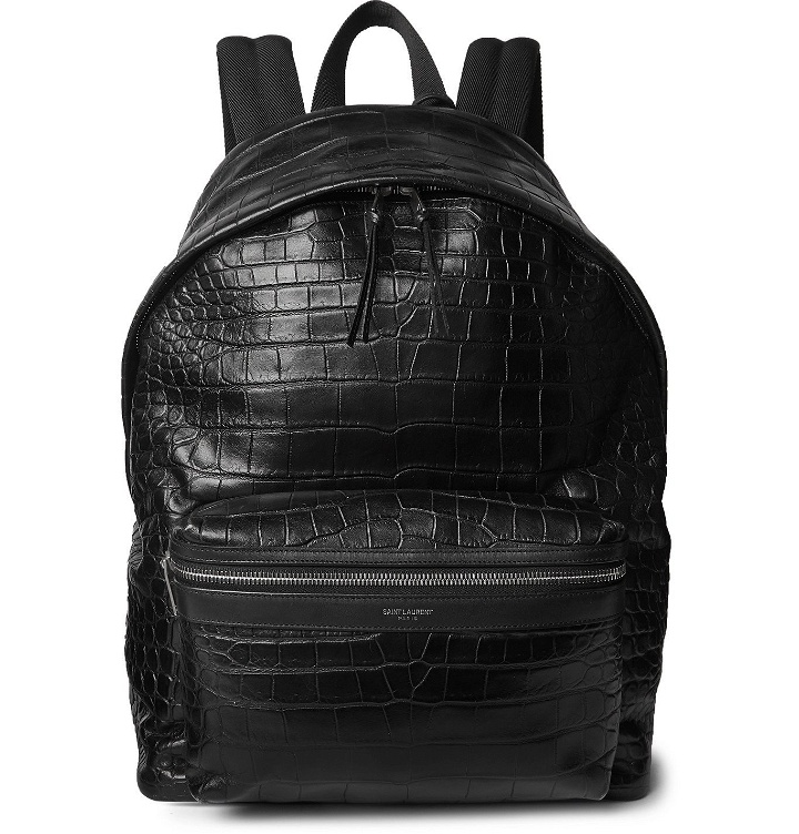 Photo: SAINT LAURENT - City Croc-Effect Leather Backpack - Black