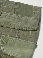 Greg Lauren - Mixed Army Lounge Tapered Patchwork Cotton Cargo Trousers - Green