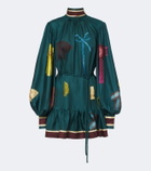Alémais Rosette printed silk twill minidress