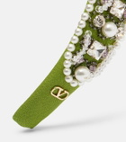 Valentino Embellished wool and silk headband