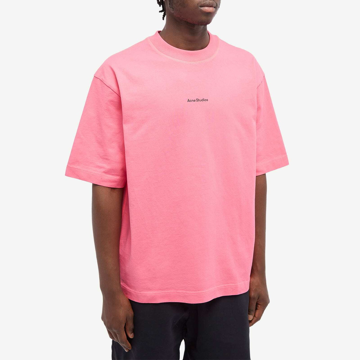 Acne Studios Men's Extorr Stamp T-Shirt in Neon Pink