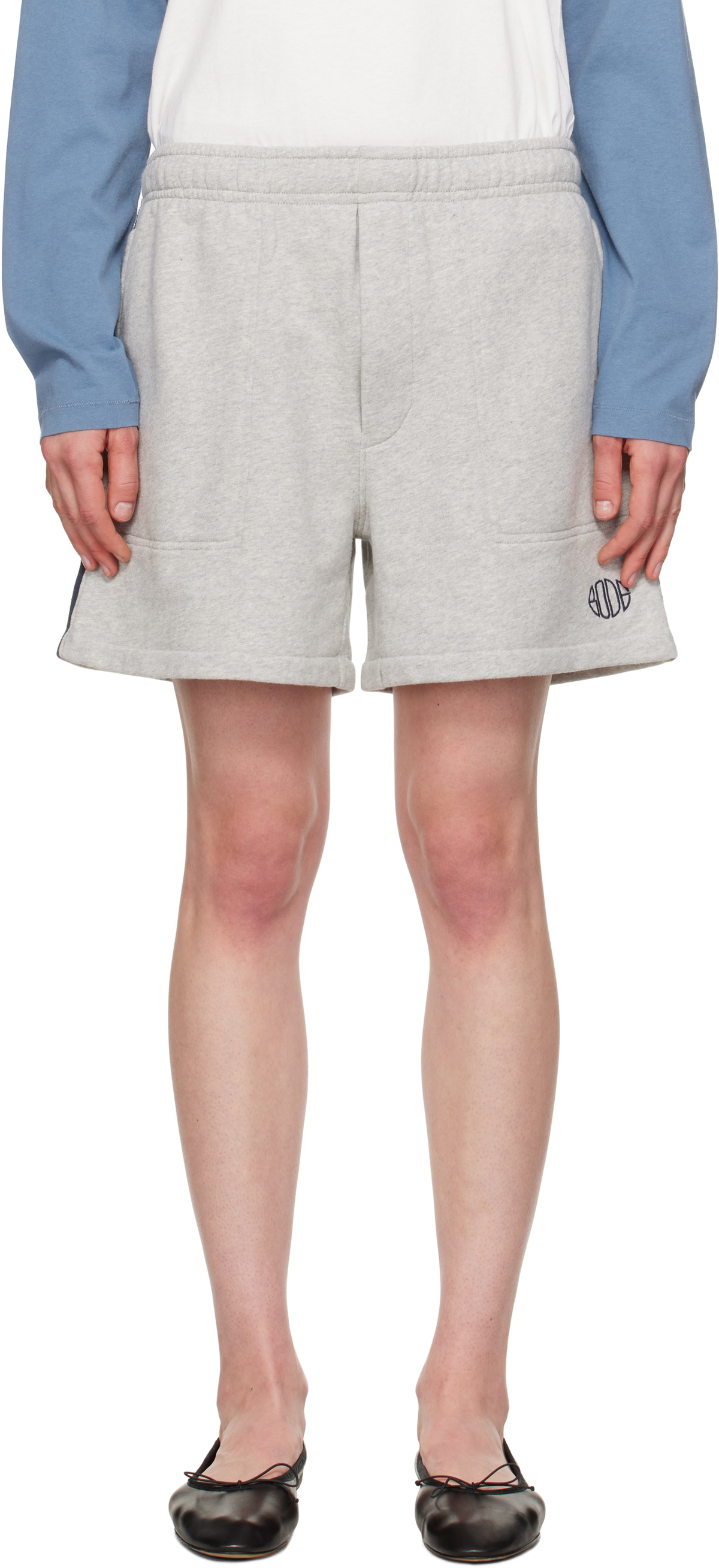 Bode Gray Crew Sweat Shorts