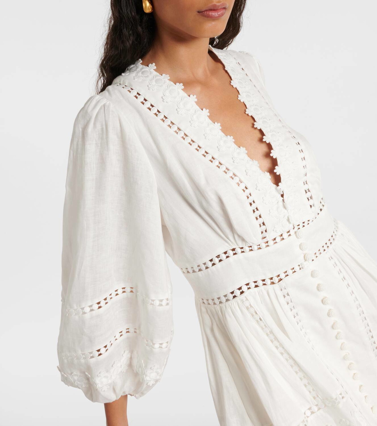 Zimmermann★ジマーマン ポップラップミニドレス Zimmermann Pop lace-trimmed linen minidress Zimmermann