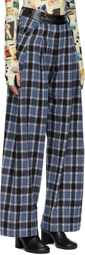 Kijun Blue Check Wide Trousers