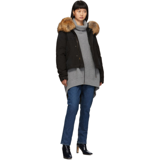 Mr and Mrs Italy Black Down Fur Cropped Jazzy Jacket