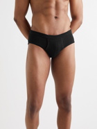 Hemen Biarritz - Etor Ribbed Organic Stretch-Cotton Briefs - Black