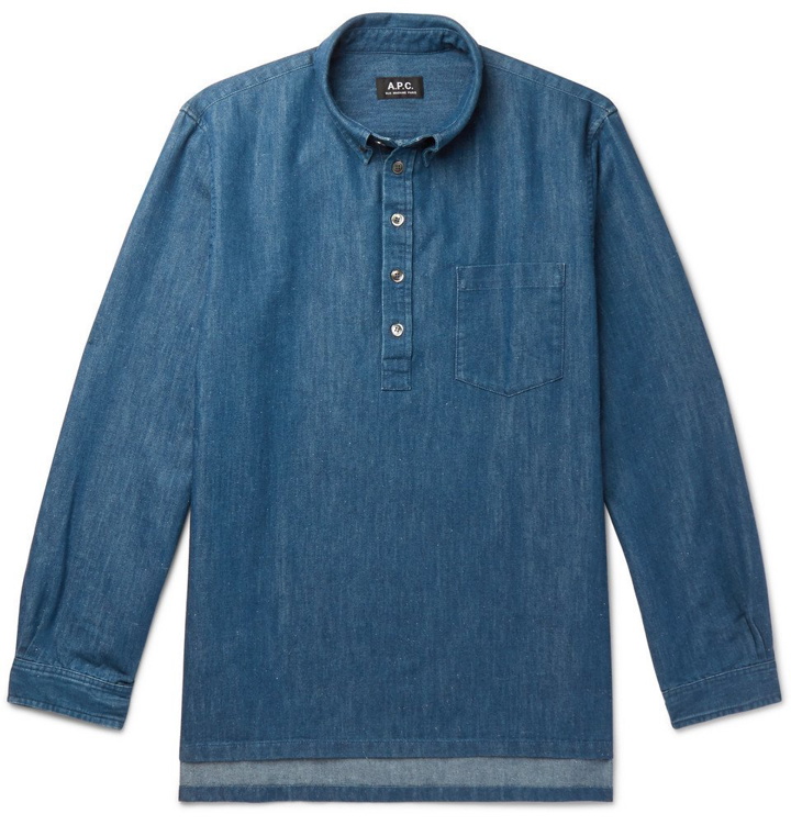 Photo: A.P.C. - Aldric Button-Down Collar Cotton-Blend Denim Shirt - Men - Indigo