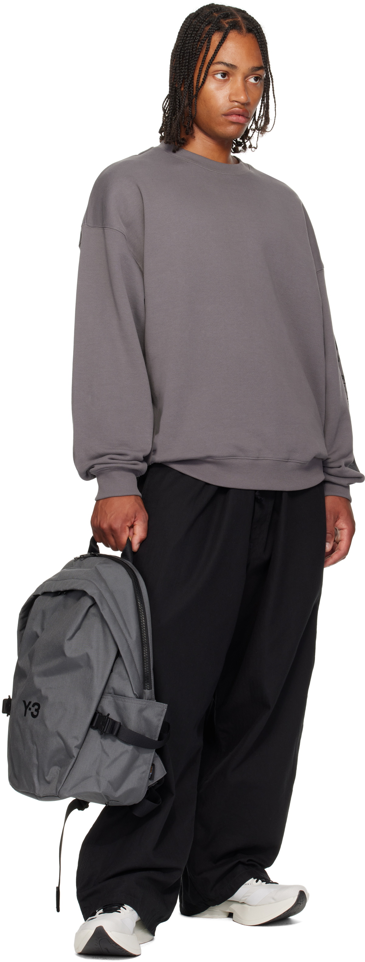 Y-3 Gray Staple Backpack