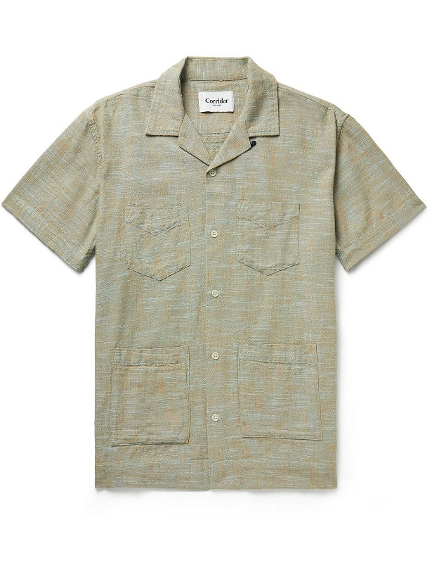 Photo: Corridor - Camp-Collar Slub Cotton Shirt - Gray