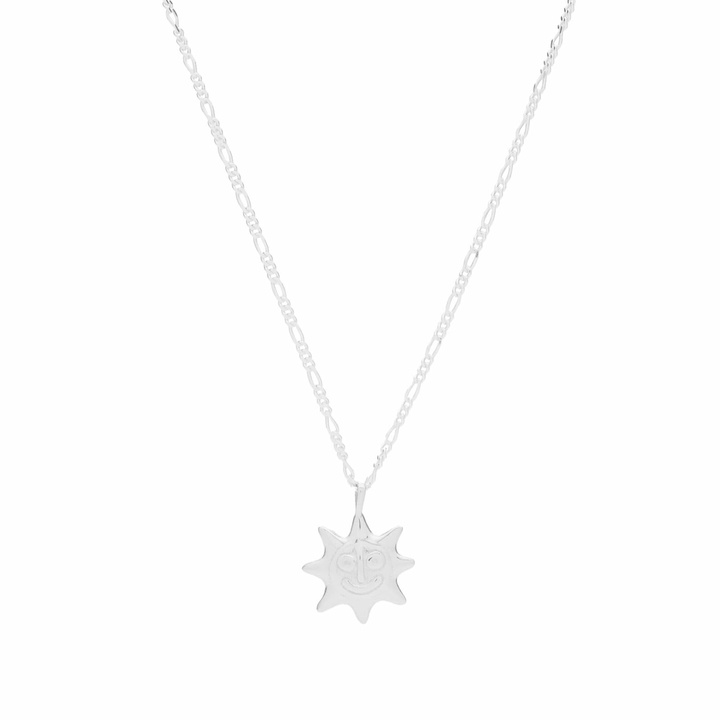 Photo: Alec Doherty Better Days Sun Pendant Necklace in Silver 