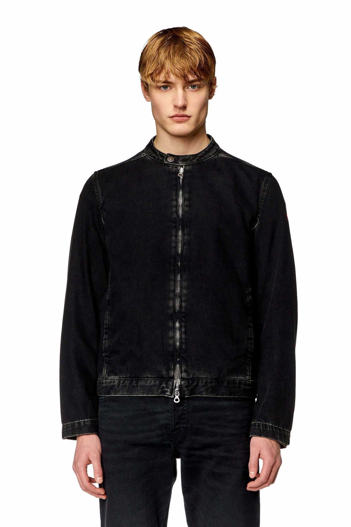Diesel Moto jacket in clean-wash denim - Denim Jackets Mens in Black