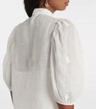 Zimmermann Acacia ruffled embroidered ramie blouse
