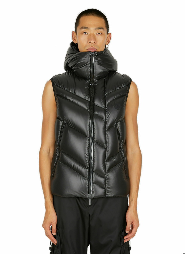 Photo: Hooded Puffer Sleeveless Jacket in Black