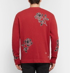 AMIRI - Leather-Appliquéd Cashmere and Wool-Blend Cardigan - Men - Red