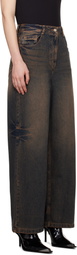 Juun.J Blue Loose Fit Dirty Washed Jeans