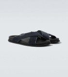 Brioni Leather-trimmed suede sandals