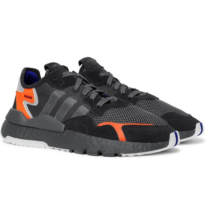 Photo: adidas Originals - Nite Jogger Suede and Rubber-Trimmed Mesh and Ripstop Sneakers - Men - Black