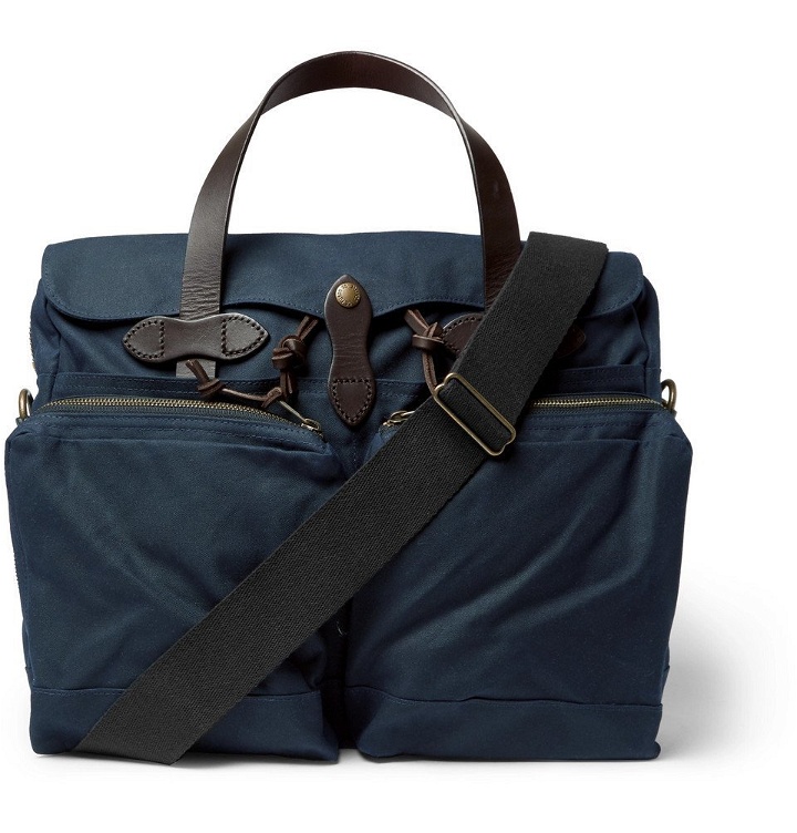 Photo: Filson - Leather-Trimmed Waxed Cotton-Canvas Briefcase - Men - Navy