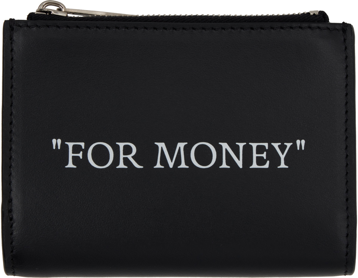 Off-White Black Quote Bifold Zipped Wallet