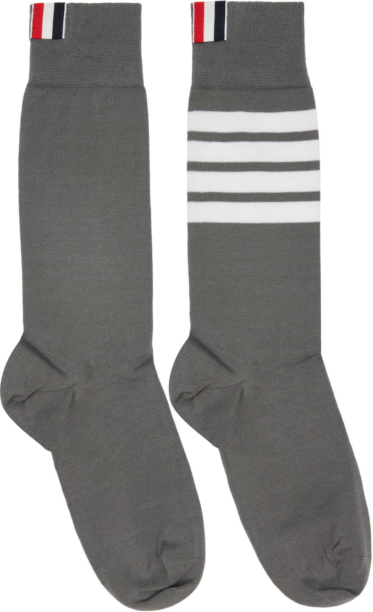 Thom Browne Gray Cotton 4-Bar Mid Calf Socks