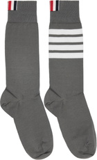 Thom Browne Gray Cotton 4-Bar Mid Calf Socks