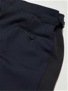 Dunhill - Grosgrain-Trimmed Grain de Poudre Wool Tuxedo Trousers - Blue