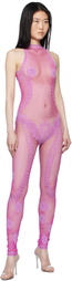 Poster Girl Purple Fetch Halterneck Fishnet Jumpsuit