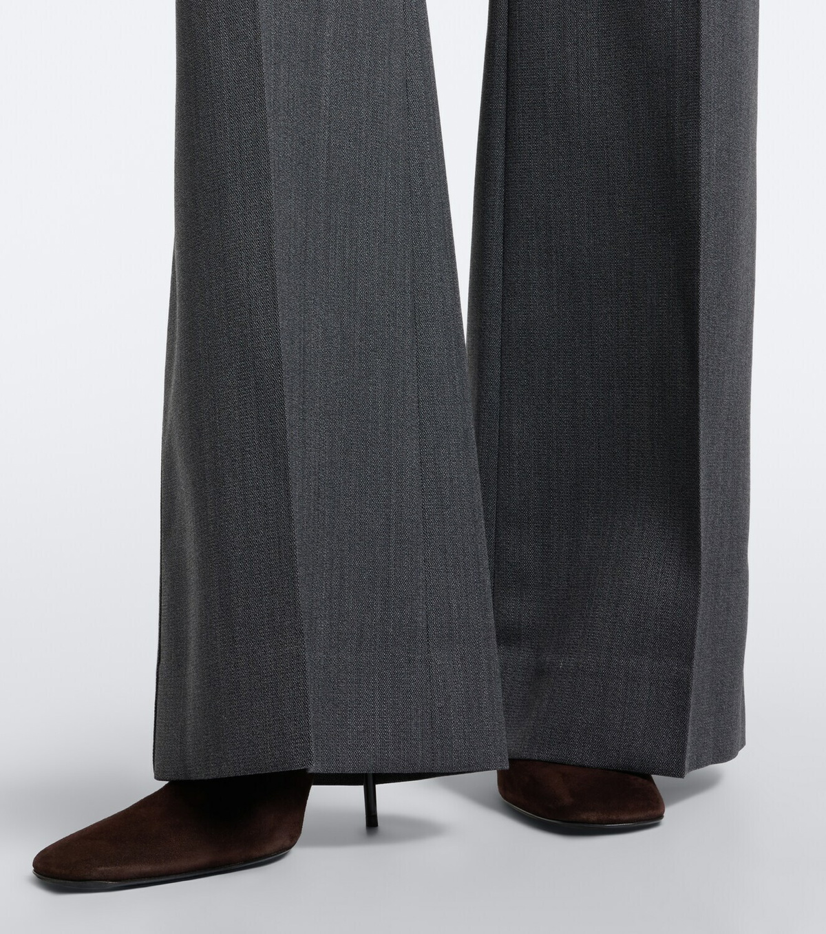 Victoria Beckham Alina herringbone virgin wool wide-leg pants