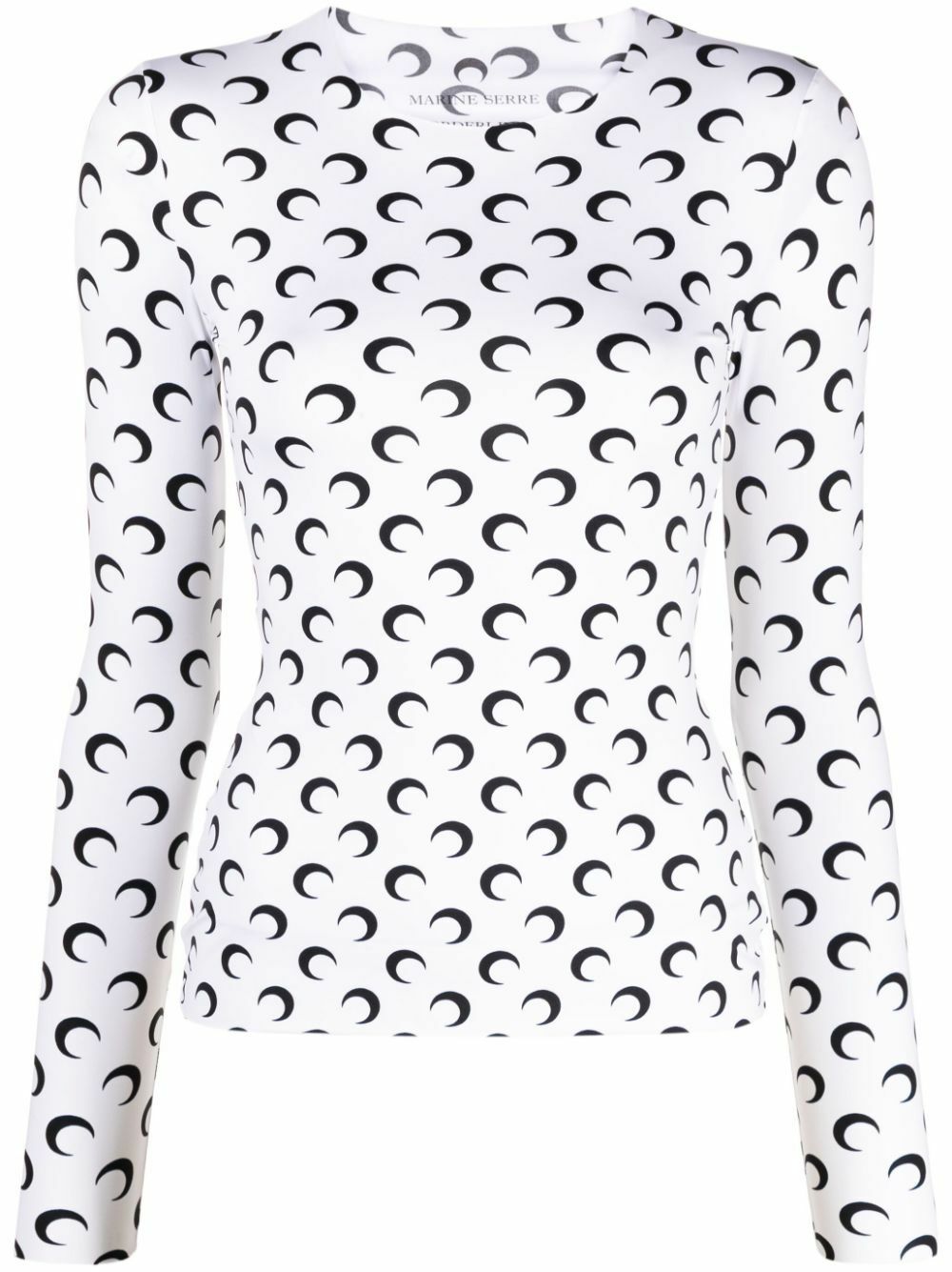 Marine Serre White Moon Print Long-Sleeve Top Marine Serre