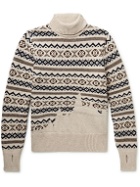 Oliver Spencer - Talbot Intarsia Fair Isle Merino Wool Rollneck Sweater - Neutrals