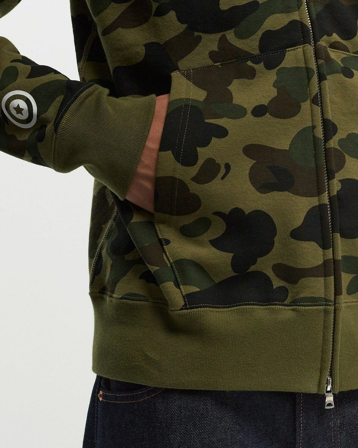 A Bathing Ape 1 St Camo 2 Nd Shark Full Zip Hoodie Green Hoodies